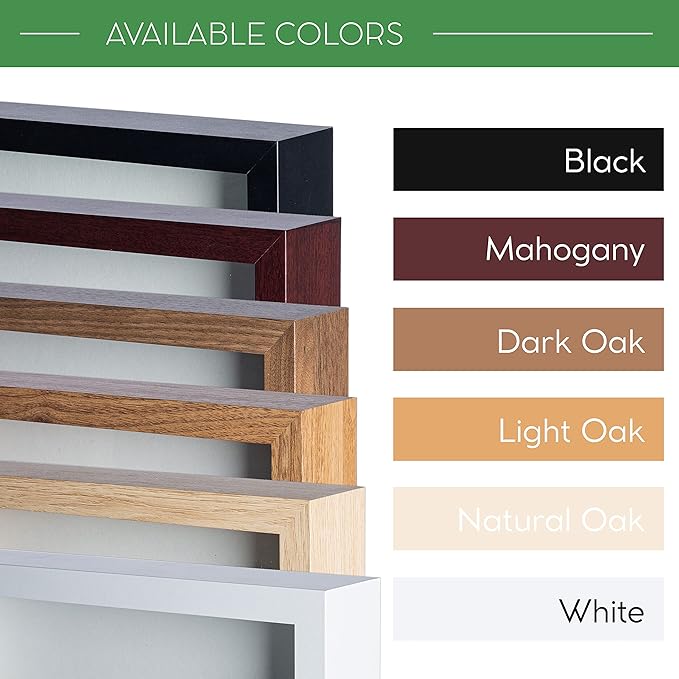 FrameWorks 8.5” x 11” Black Wooden Shadow Box Frame – Display Case with Soft Felt Back, Memory Box with Tempered Glass, Display Box with Elegant White Ball Push Pins, Wooden Flower Box