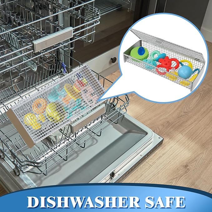 Dishwasher Basket for Small Items, 304 Stainless Steel Dishwasher Basket, Bottle Parts, Scoops, Forks, Chopsticks Cleaning (2 PCS)