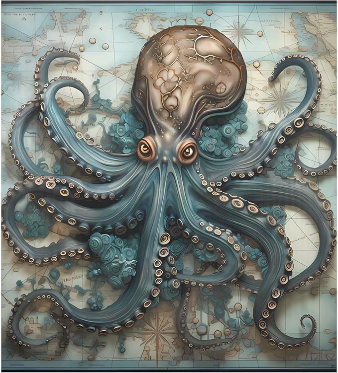 senya Dishwasher Magnet Cover Panel for The Front Octopus Map Dish Washer Door Sticker