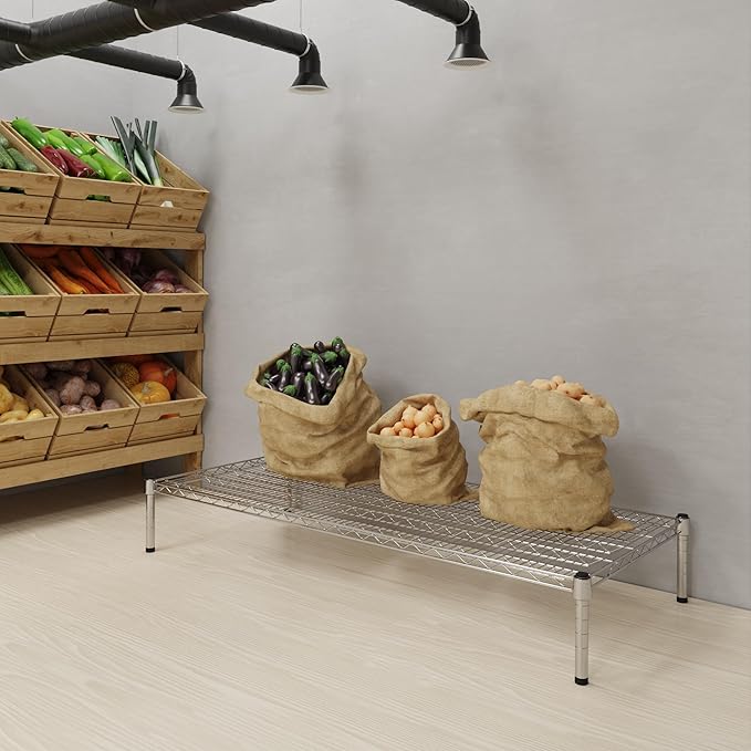 24''W x 54''L x 8''H Chrome Plated Wire Dunnage Rack | Off The Floor Storage