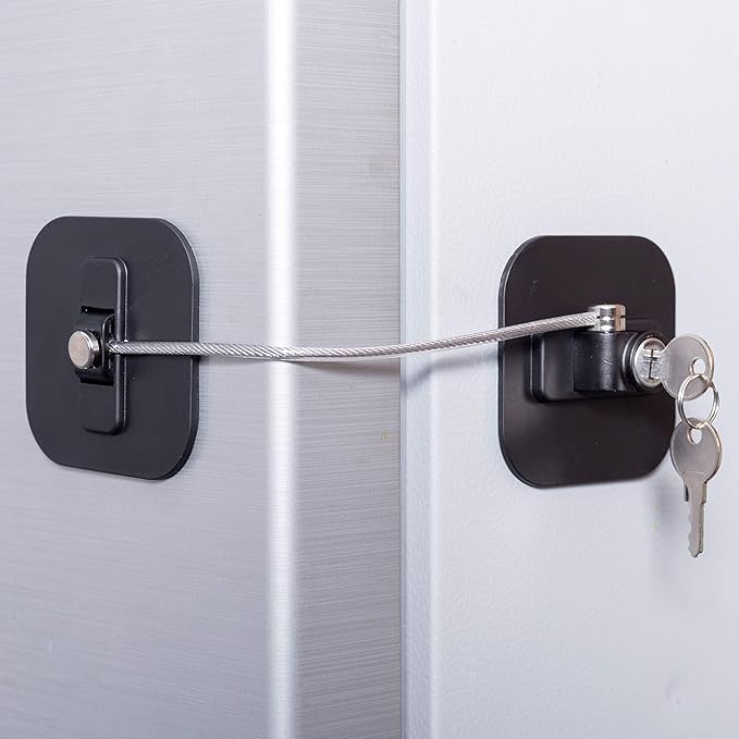 Refrigerator Lock,Fridge Lock with Keys,Freezer Lock and Refrigerator Lock for Child Proof,1Pack Black Fridge Lock