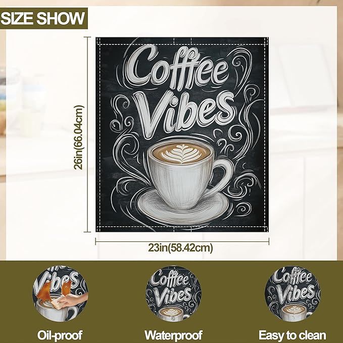 Coffee Cup Words Dishwasher Magnets Decorative Cover,Coffee Vibes Magnet Fridge Panel Decal for Home Kitchen Decor,23x26 in