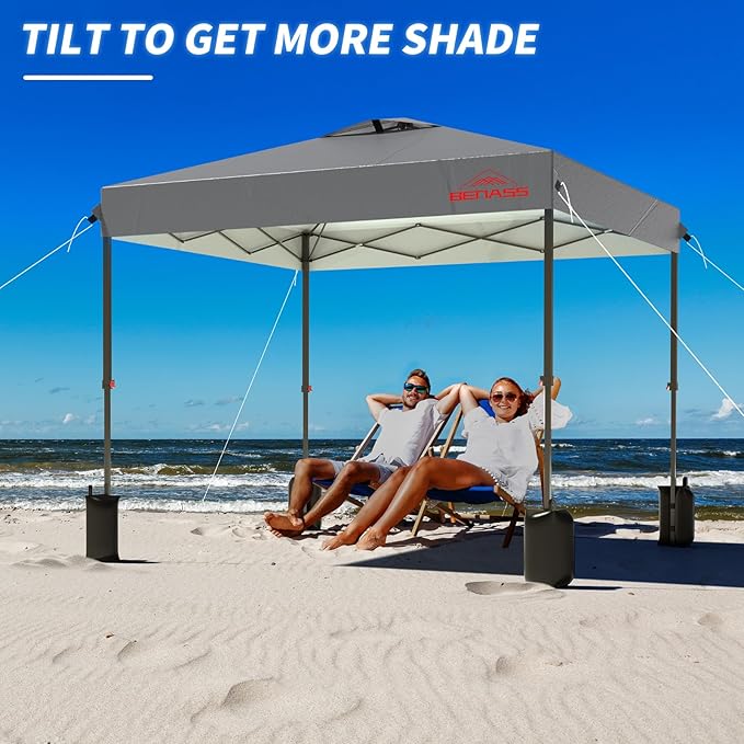 12x12 Pop Up Canopy, Easy Up Canopy Tent, Heavy Duty Tents for Parties, One Person Set Up Event Tent, Light Grey