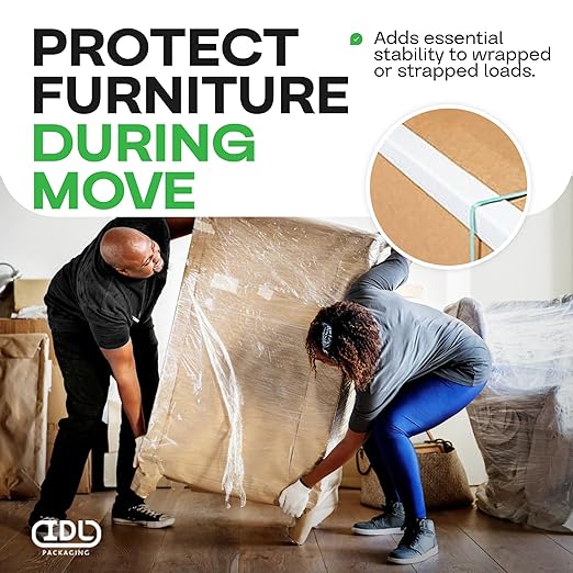 IDL Packaging Cardboard Edge Protector 2" x 2" x 12", Pack of 100 - V-Board Reinforced Cardboard Corners for Shipping - White Kraft Corner Protectors for Pallets