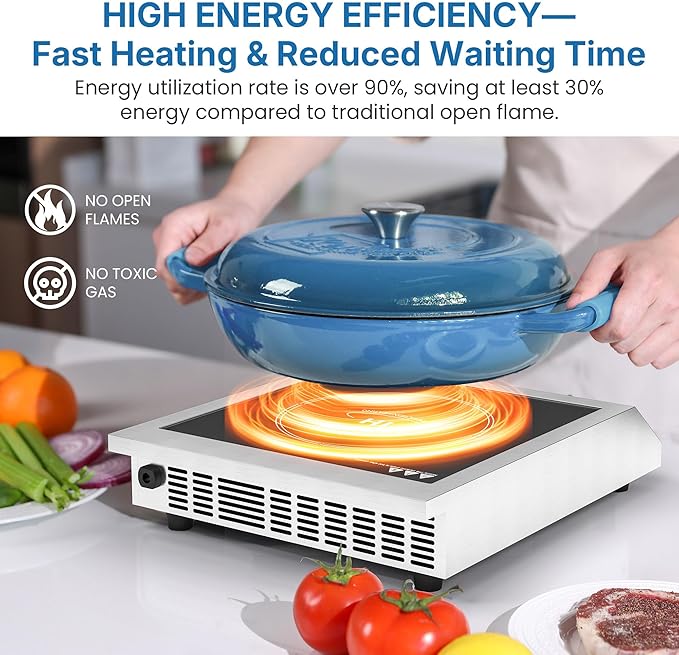 Commercial Induction Cooktop 1800W, Professional Electric Countertop Burner, 10 Power & 14 Temp Setting, Induction Hot Plate with Timer, Electric Stove with LED Screen, Black