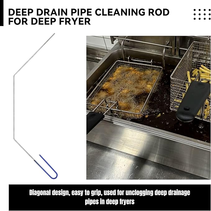 3 Pcs Fryer Cleaning Tools - L Shaped Stainless Steel Bristles Deep Cleaning Brush and Rod for Restaurant Air Fryer