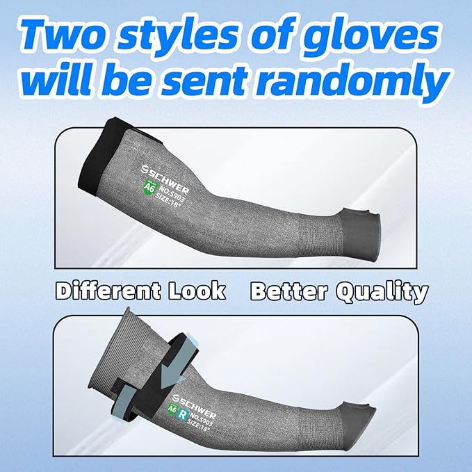 Schwer AIR-SKIN ANSI A6 Cut Resistant Arm Sleeves for Men & Women, Arm Protectors for High Risk Work, Gardening Sleeves, 100 Pairs, Dark Grey, 18 IN