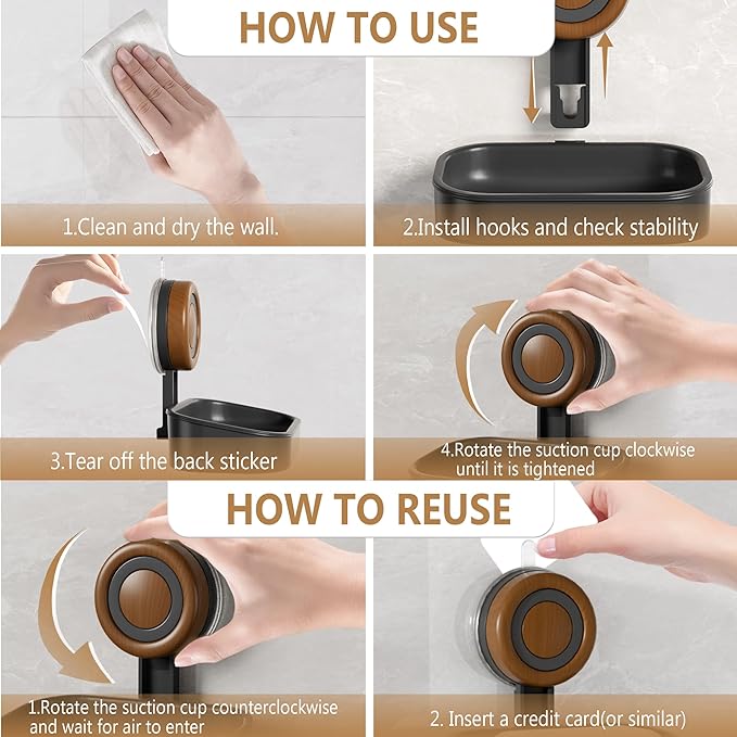 Double Layer Soap Dish for Shower 2 Pack, Wall Mounted Bar Soap Holder Suction Cup 2 Layer Self Draining Soap Case Sponge Holder for Shower Bathroom, Tub and Kitchen Sink, Black