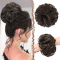 FESHFEN Large Messy Bun Hair Piece - Wavy Synthetic Chignon Scrunchies Elastic Ponytail Hair Extensions Thick Hairpieces for Women, Mixed Chocolate Brown 1.94oz