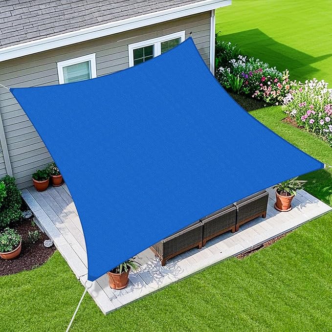 Amagenix Sun Shade Sail 4'X6' Curved Edge Outdoor Shade Canopy Blue Breathable 95% UV Block Shade Cloth for Patio Garden Backyard (We Make Custom Size)