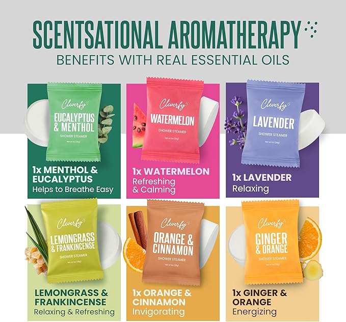 Cleverfy Shower Steamers Aromatherapy - Valentines Day Gifts for Him, Her, Husband, Boyfriend,Teen Girls and Boys - Valentines Gifts for Him, Her, Men and Women- 6 Tablets