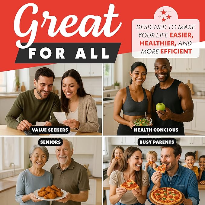Gourmia French Door Air Fryer – 25 Qt Large Capacity Convection Oven, Fryfroce 360°, Digital Display with 17 Cooking Presets, Bake, Toast, Roast, Dehydrate, Fits 12” Pizza