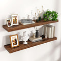 Floating Shelves for Wall 36"W x 7.8"D x 1.5"H, Engineered Wood Wall Shelves with Invisible Brackets for Living Room Bedroom Bathroom Office Kitchen Decor and Storage, Rustic Brown Finish, Set of 2