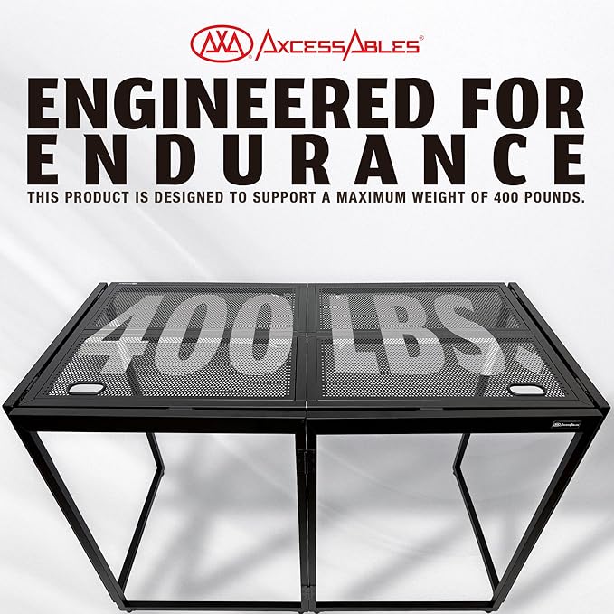 AxcessAbles Portable DJ Table XL – 54” x 27” Music Workstation | 35” Standing Height, 400lb Capacity | Collapsible FOH Sound Desk for DJs, Mixing Consoles, Guitar Techs| Recording Desk | DJ Booth