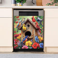 Spring Garden Birdhouse Dishwasher Magnet Cover,Pastoral Flowers Butterfly Magnetic Dishwasher Cover Vinyl Sticker,Fridge Door Cover Magnets Art Skin Panel Decal,Home Decor Decal,23"X26"