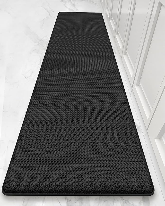 Color&Geometry Anti Fatigue Cushion Kitchen Mat for Floor -24"x87",Wide,Easy Clean, Water & Oil Proof, Anti Slip, Foam Rubber Runner Rug for Front Sink Comfort Standing,Black