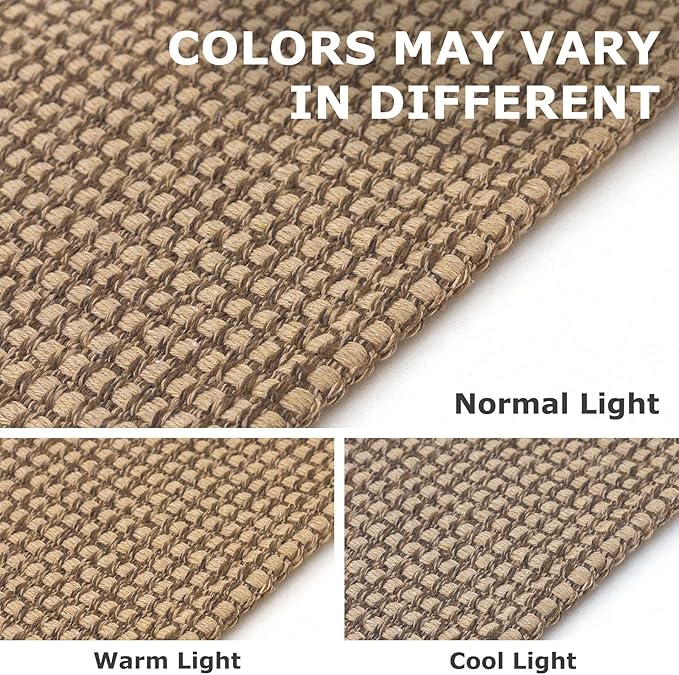IOHOUZE Washable Runner Rug 2x10 Non Slip Rubber Backed Long Hallway Runner Entryway Runner Indoor, Kitchen Rugs Woven Cotton Floor Carpet for Hall Entrance, Orange/Tan/Brown