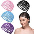 Geyoga 4 Pieces Mesh Crochet Hair Net Rayon Knit Snood Hat Thick Short Women Hairnet Snoods Cover Ornament for Sleeping (Black,Purple,Blue,Pink)