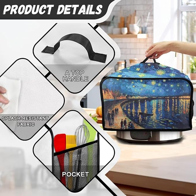 Oil Painting Crock Pot Cover Compatible with 6, 7 or 8 Quart Slow Cooker Crock Pot Cover Keep Appliance Clean Kitchen Tool Halloween Festival Gifts for Kitchen Decor
