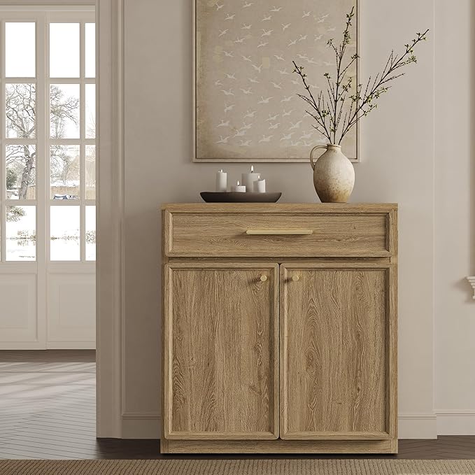 SICOTAS Buffet Cabinet with Storage Accent Storage Cabinet with Doors and Shelves 30" Modern Farmhouse Sideboard Credenza Buffet Table Coffee Bar for Living Room Kitchen Dining Room Entryway Hallway