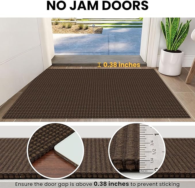 IOHOUZE Washable Area Rug 4x6 Non Slip Rubber Backed Woven Rugs for Entryway Indoor Bedroom Rugs Kitchen Rug Floor Throw Carpet for Entrance Front Door Living Room, Brown