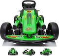24V Electric Go Kart for Kids, Drift Kart with 400W Motors, EVA Tires, Max Speed 8.1 MPH, Music, Wireless, Electric Drifting Cart Outdoor Ride on Toy for Kids Ages 6+ (Green)