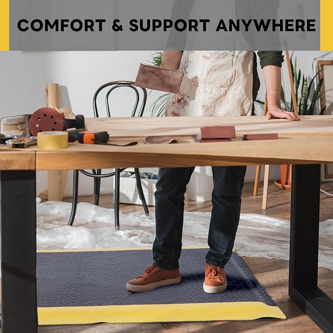 Nisorpa Anti Fatigue Mats Industrial 2' x 6' Ergonomic Standing Mat 15/16" Extra Thick Cushioned Shop Floor Mats Kitchen Mats Heavy Duty Commercial Diamond Plate Support for Leg & Back Pain