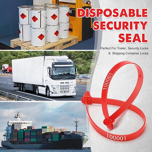 Roowest 1000 Pcs Plastic Truck Trailer Door Seals, Tamper Evident Security Tags, Numbered Safety Disposable Locks for Container Logistics Transport Package Shipping(Red)