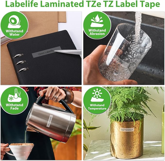 Labelife 5-Pack TZe TZ Tape 12mm 0.47 Laminated Clear Label Tape TZe-131 Replacement for Brother Label Maker Tape Clear TZe131 TZ-131 for Brother P Touch PT-D210 PT-D220 PT-H110 PT-D400 PT-D600 PTD200