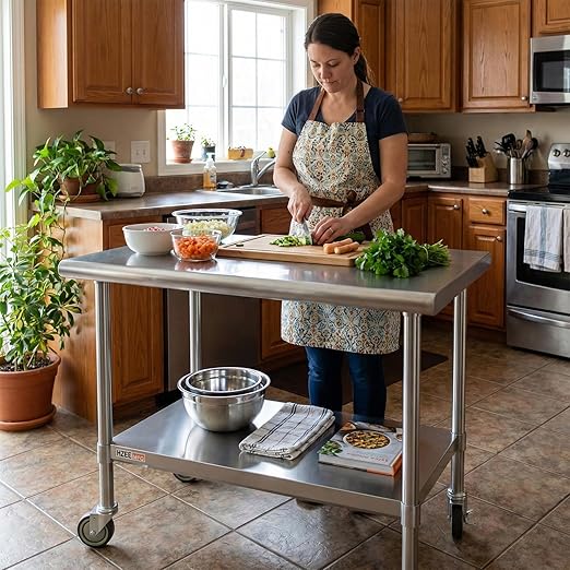 Stainless Steel Table for Prep & Work 24x36 with Casters, 3ft Commercial Heavy Duty Table with Wheels for Restaurant,Home, Hotel, Laundry Room,Garage,Workshops