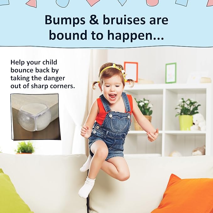 Bebe Earth Baby Proofing Corner Protectors, 18 Furniture Corner Guards Bumpers for Table - Clear Child Safety Protector for Home, New Parents and Couples