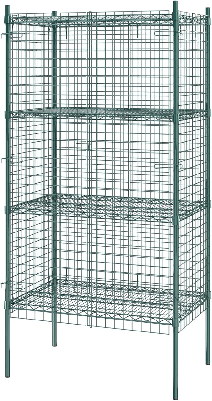 Commercial Grade NSF Listed Metal Wire Mesh Storage Green Epoxy Security Cage Kit 24" x 36" x 74", Perfect for Warehouse, Walk-In Refrigerator, Freezer, Grocery Store, Restaurant