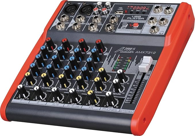 Audio2000'S AMX7312 Professional Six-Channel Audio Mixer with USB and DSP Processor