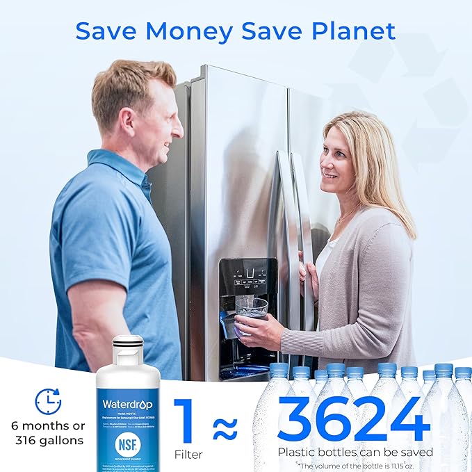 Waterdrop DA97-17376B Replacement for Samsung® HAF-QIN Refrigerator Water Filter, HAF-QIN/EXP, RF28R7201SR, RF28R7351SG, WD-F45