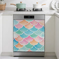Dishwasher Magnet Cover,Mermaid Scale Colorful Dishwasher Cover Magnetic Home Appliances Refrigerator Decorative 23" x 26"