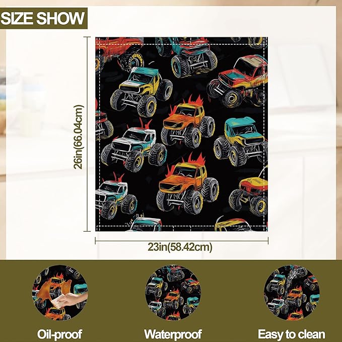 Magnetic Dishwasher Cover,Abstract Monster Truck Reusable Dishwasher Magnetic Cover Decorative Door Covers Panel for Home Kitcen 23" x 26"