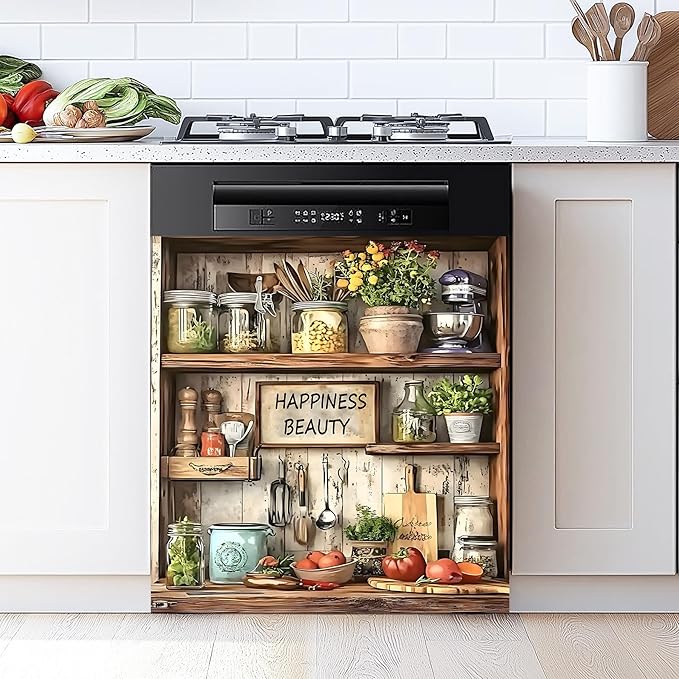 Dishwasher Magnet Sticker Cover Panel Decal Refrigerator Magnetic Sticker Decorative for Kitchen Decoration,Fridge Door Cover, Appliances Stickers 23"x26"
