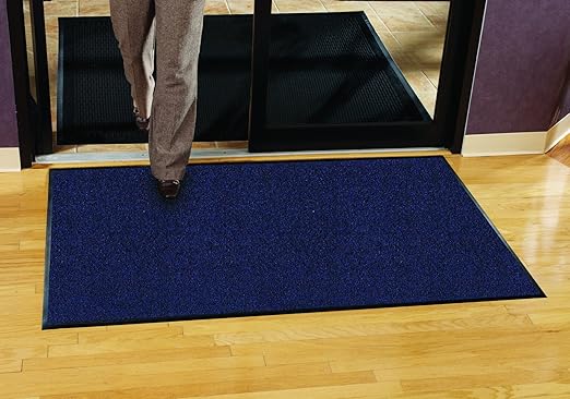 Guardian Platinum Series Indoor Wiper Floor Mat, Rubber with Nylon Carpet, 4'x4', Blue