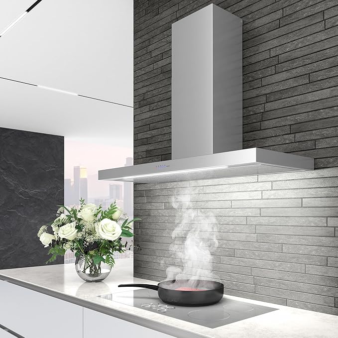 Futuro Futuro Wall Mount Range Hood 48" | Positano | Stainless Steel Vent Hood | Modern Italian Exhaust Hood |LED, Ultra-Quiet with Blower