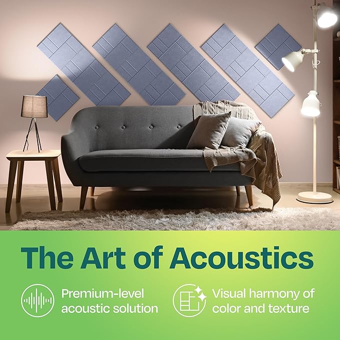 Acoustic Panels 12-Pack Soundproof Wall Panels 12"x12"x0.4" Decorative Sound Dampening for Your Home, Office, Studio, Bedroom & More with Unique GridFrame Carving [Dusky Gray]