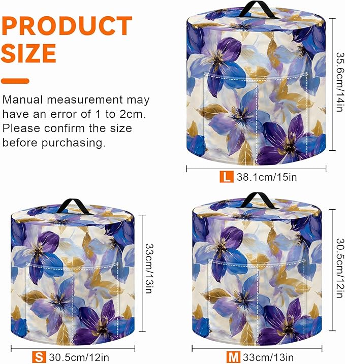 Kitchen Appliance Accessories Dust Cover for 3-6-8 Quart Instant Pot, Pressure Cooker, Air Fryer & Crock Pot,Decorative Appliance Cloth Cover with Top Handle & Storage Pockets (Purple, 8 Quart)