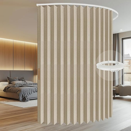 100% Blackout Curtains for Sliding Glass Doors, Extra Wide Curtains for Patio Sliding Door, Include Ceiling Curtain Track, Room Divider Curtains(Beige, W100 x L84, 1 Pack)