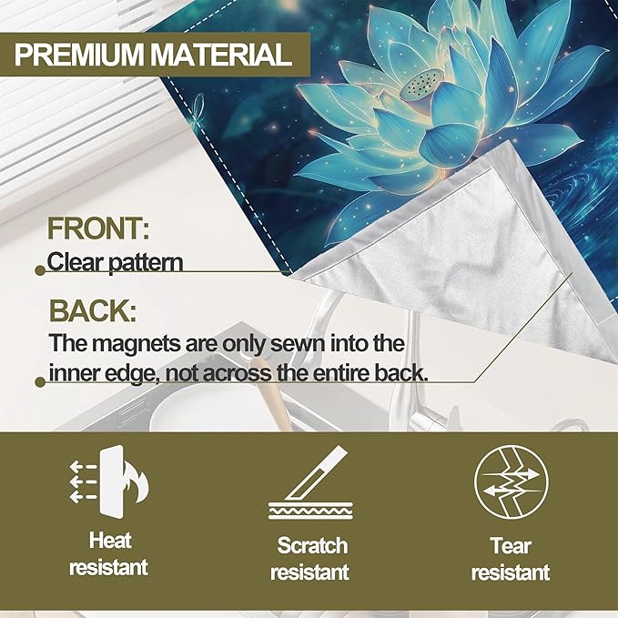 Glowing Lotus Flower Magnetic Dishwasher Cover,Dishwasher Covers for The Front Magnetic Dishwasher Panel Decal Cover for Kitchen 23x26inch