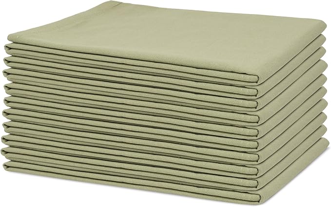 Organic Cotton Sage Flour Sack Kitchen Towels - 10 Pack, 27"x27", Highly Absorbent, Lint-Free Flour Sack Tea Towels for Baking, Kitchen and Dish Drying - 100% Cotton Sage Dish Rags (10 Pack)