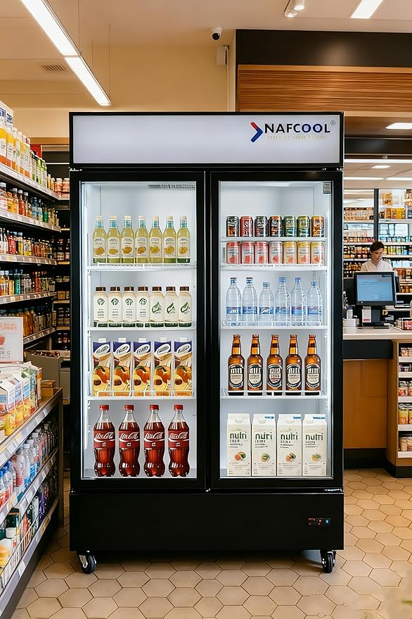 Commercial Beverage Refrigerator Display Fridge, Two Glass Door Upright Drink Cooler with LED Light Adjustable Shelves,ETL Sanitation,18.5 Cu Ft,35.6" Wide(Hinge Door
