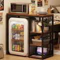 Homieasy Mini Fridge Cabinet Stand with Power Outlet, Coffee Bar Cabinet with Mini Fridge Space, Bar Stand with Microwave Shelf with Wine Rack for Kitchen, Dorm, Rustic Brown