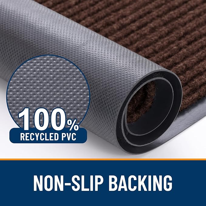 OLANLY Front Door Mat Indoor Outdoor Entrance, Waterproof Heavy Duty Doormat, Fade Resistant, Low Profile, Easy Clean Patio Porch Welcome Floor Mats for Entry, 35x30, Brown