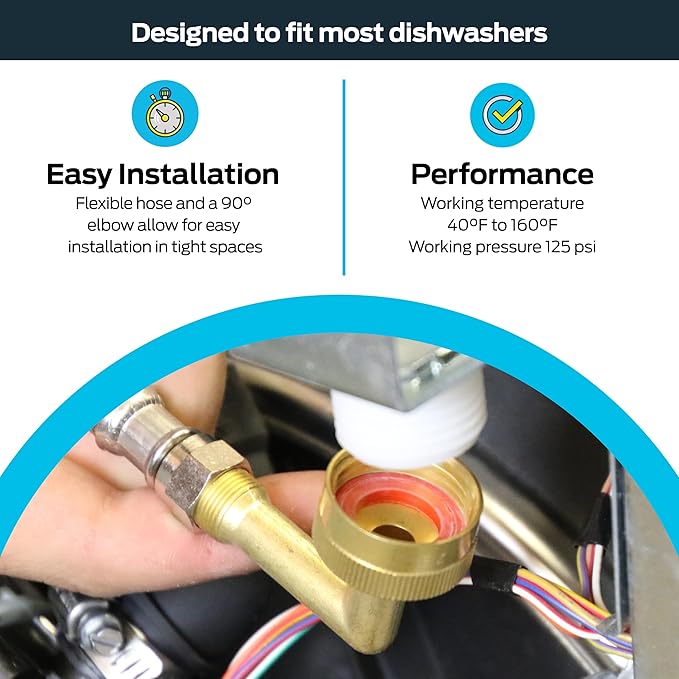 Eastman 6 Ft. Dishwasher Installation Kit, Braided Stainless Steel Supply Line with 3/8 Inch Compression Ends, 3-Prong Angled Power Cord, 48337N