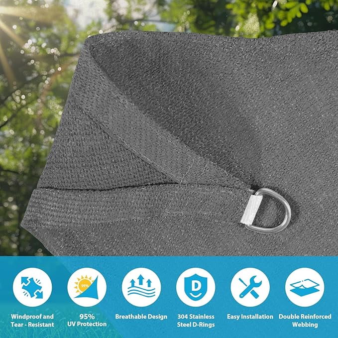 Amagenix Sun Shade Sail 10'X13' Curved Edge Outdoor Shade Canopy Dark Grey Breathable 95% UV Block Shade Cloth for Patio Garden Backyard (We Make Custom Size)