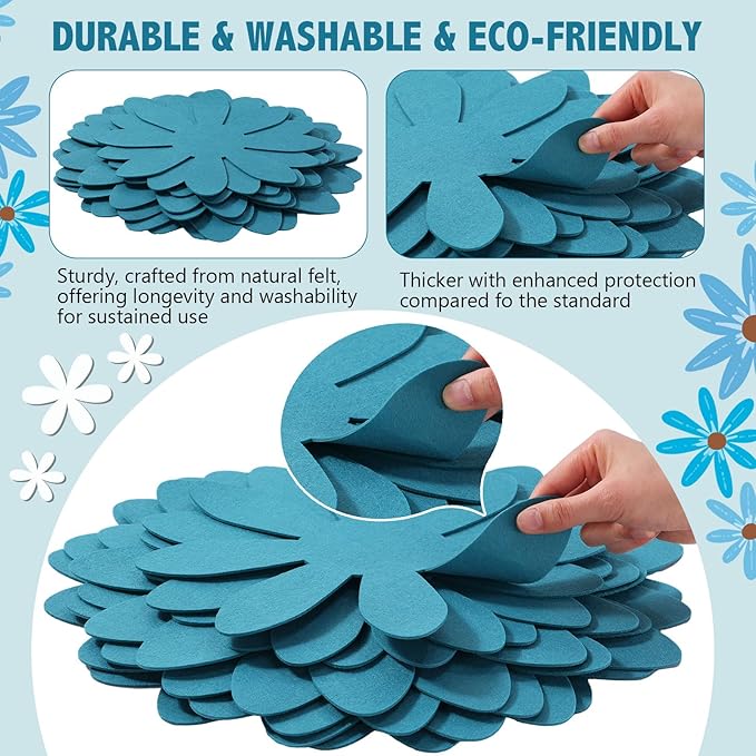 Queekay 12 Pcs Felt Pot and Pan Protectors 12/14/16 Inch Larger Thicker Pan Protector Pads, Colorful Pot Separators for Stacking Cookware Organizing Protecting(Navy Blue)